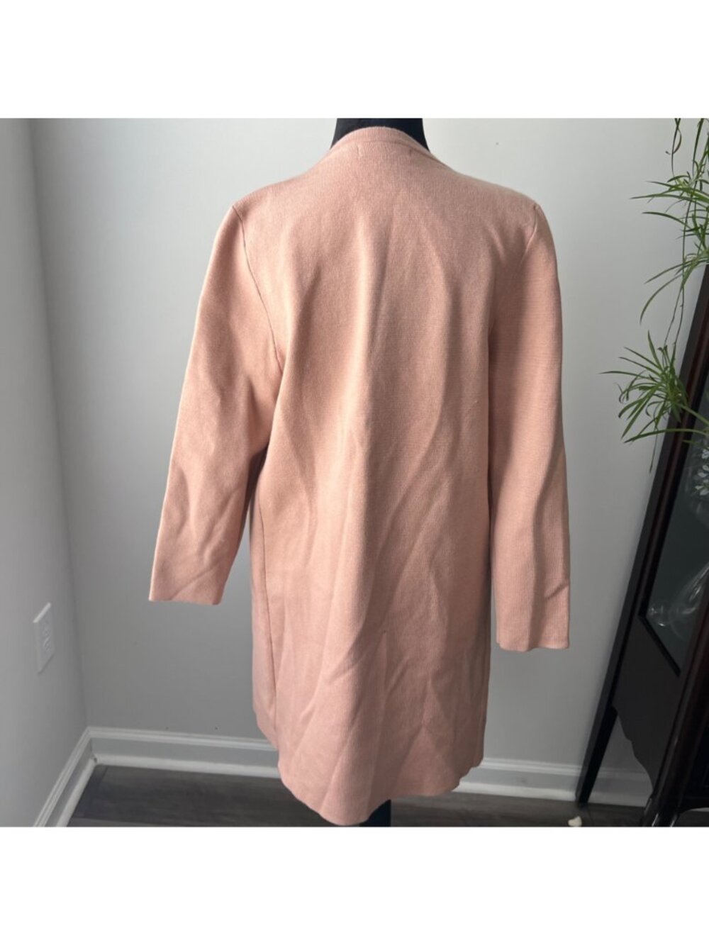 Caracilia Viscose Blend Open Front Long Cardigan Coat Duster Sweater Pockets M - Picture 2 of 10